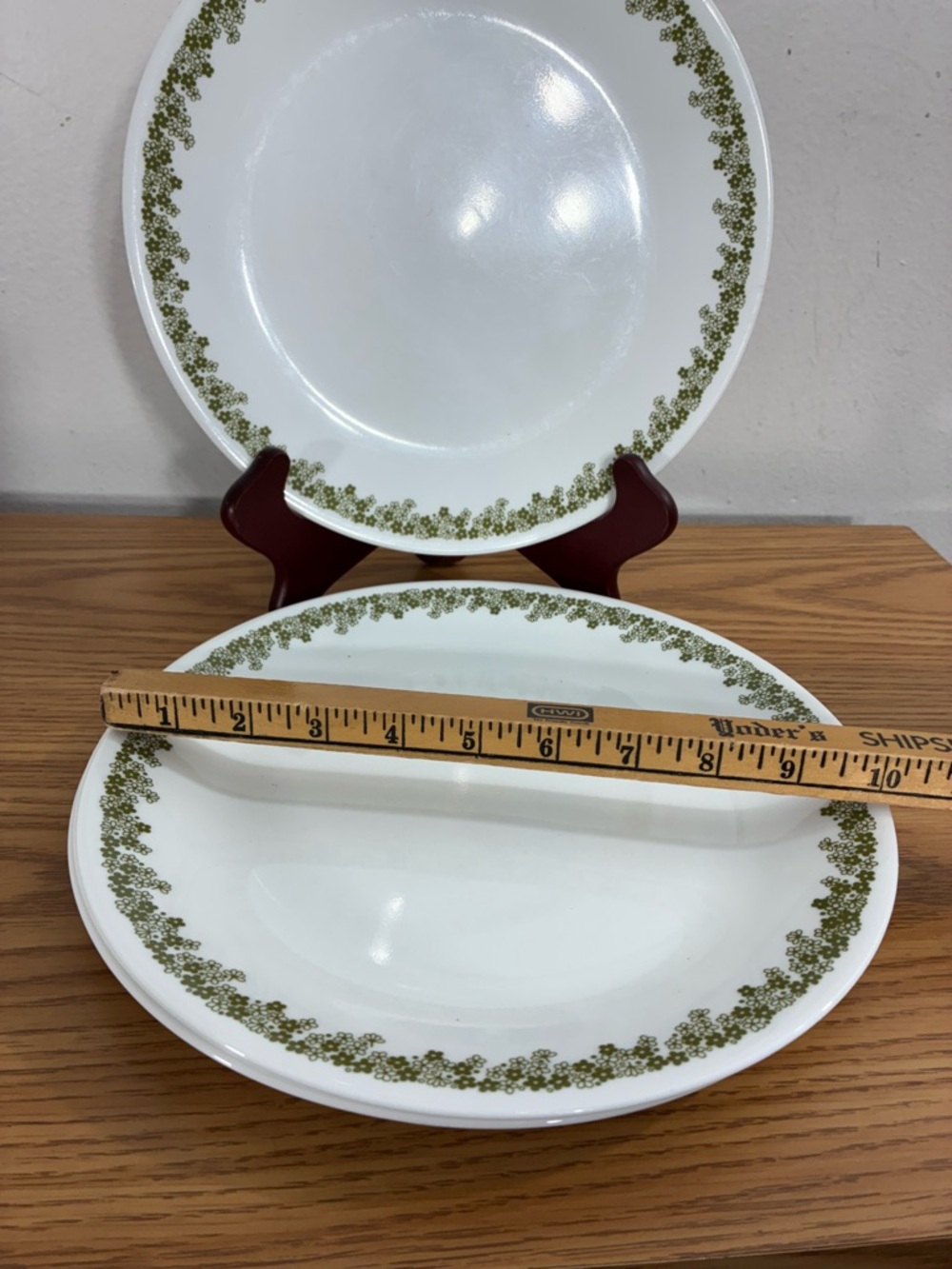 Vintage Set of 4 Corelle Spring Blossom 10.25" Dinner Plates White/Green - Picture 4 of 5